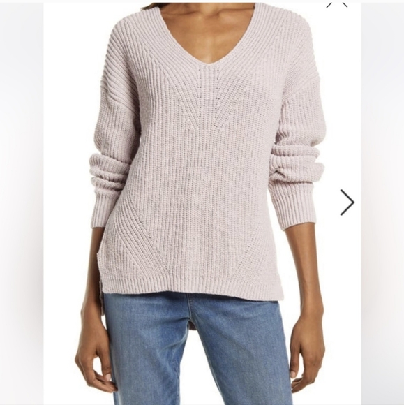 Madewell Woolside V-Neck Sweater Oatmeal /Cream Sz.Med - Picture 2 of 12